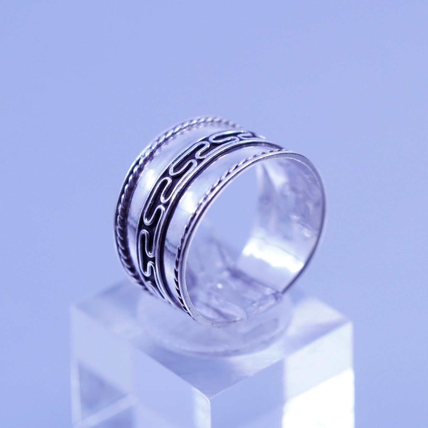 Size 6.75, vintage Sterling 925 silver handmade ring, cable band