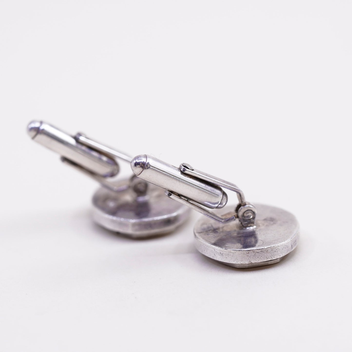 Vintage modern mechanical watch sterling silver cuff link, 925 cufflink