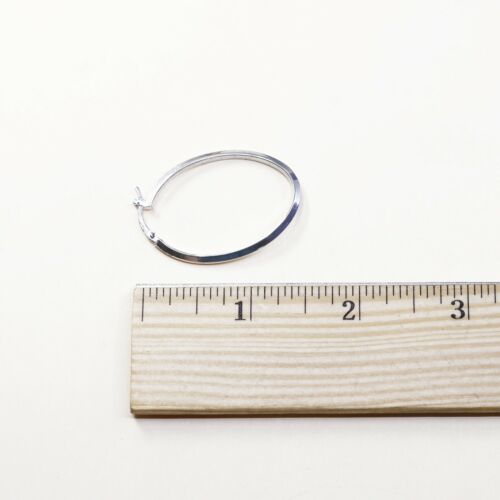 1.5”, Vtg 925 Sterling Silver Handmade Hollow Modernist Huggie Hoop Earrings