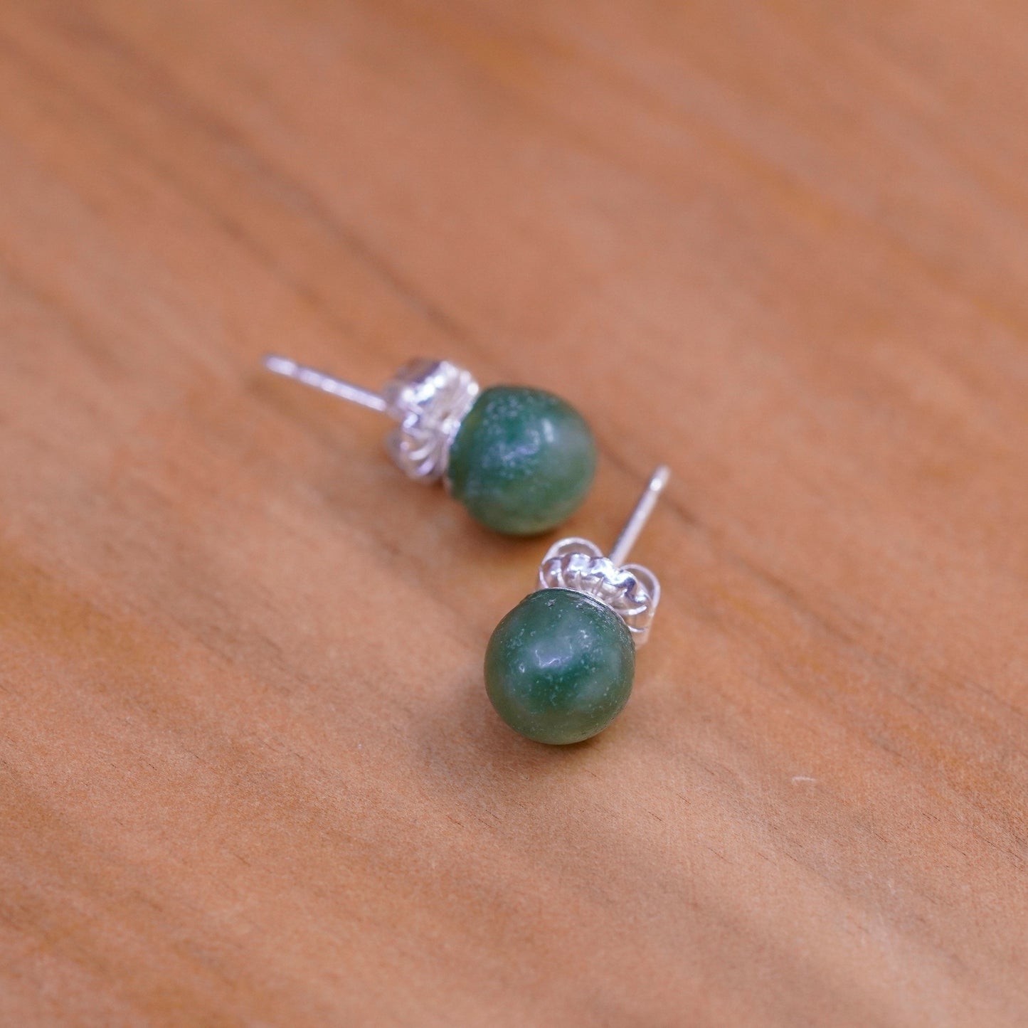 Vintage Sterling silver handmade earrings, 925 orange pearl studs