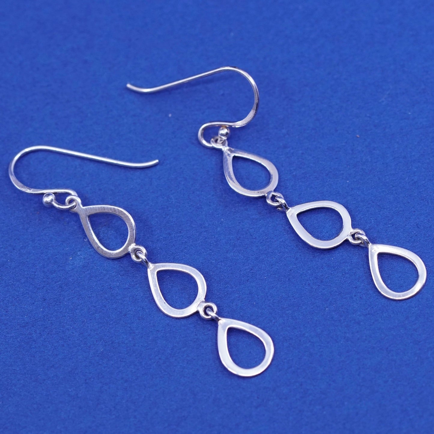 Italy Sterling silver modern earrings, 925 teardrop Dangles