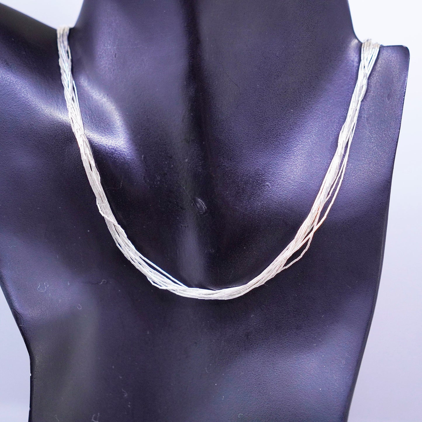 16”, liquid Sterling silver 10 strands necklace, Native American handmade chain