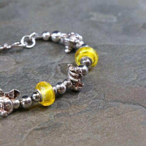 6.75”, Disney Mickey Sterling Bracelet W/ Beads Details, Winnie the Pooh, Eeyore