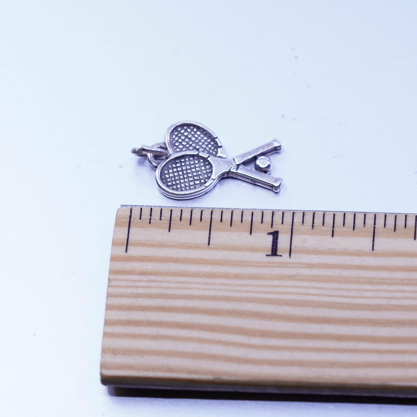 Antique Sterling silver handmade 925 tennis racket charm pendant