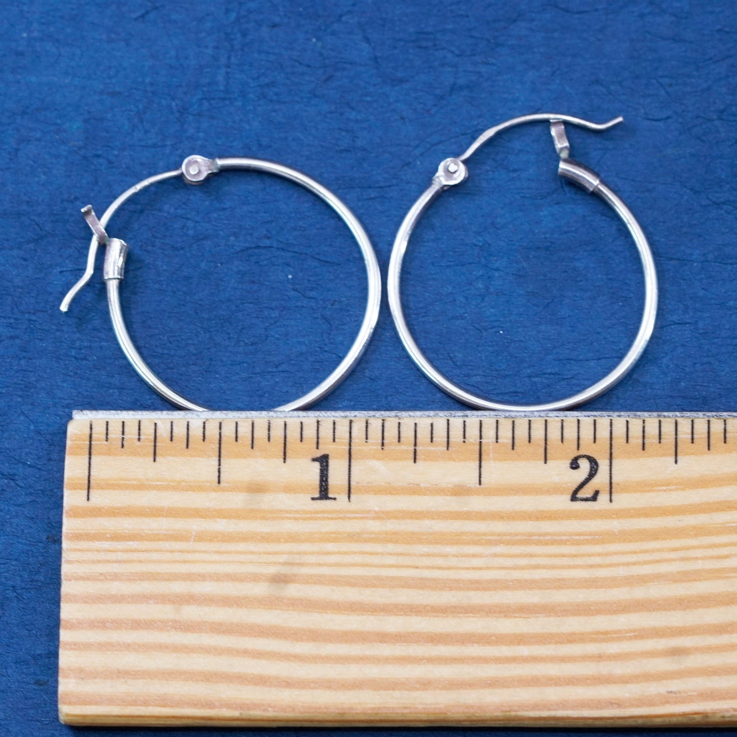 1”, vintage Sterling silver handmade hoop earrings, 925 huggie