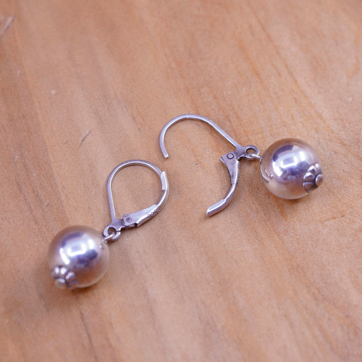 Vintage Sterling silver handmade earrings, 925 beads drops
