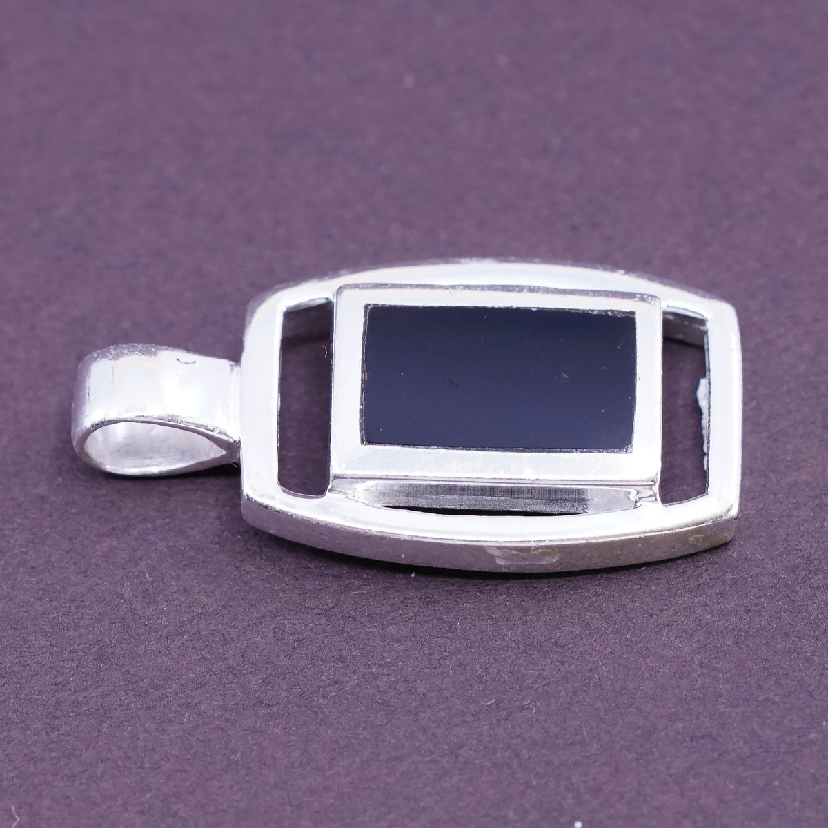 Vintage Sterling silver handmade pendant, thailand 925 silver with obsidian