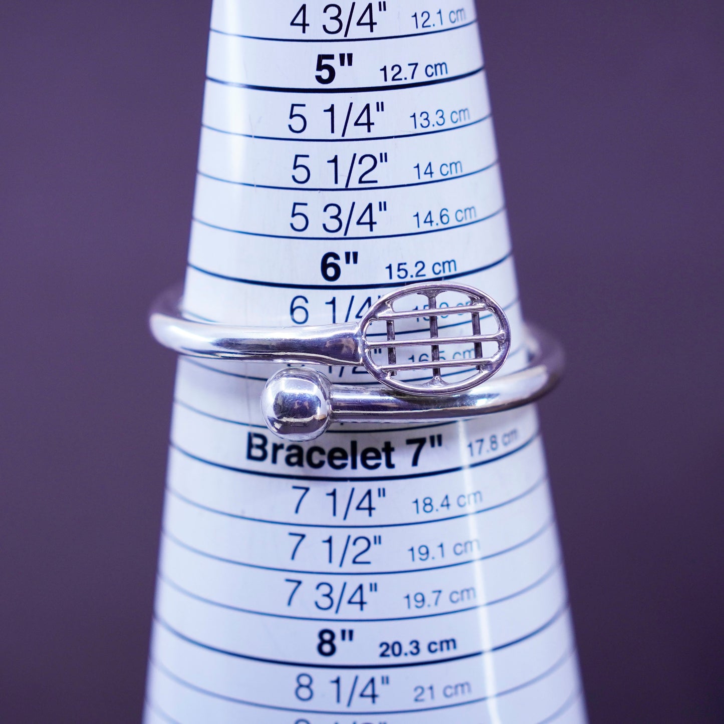 6.5”, Mexico sterling silver handmade bracelet, 925 wrap tennis racket bangle