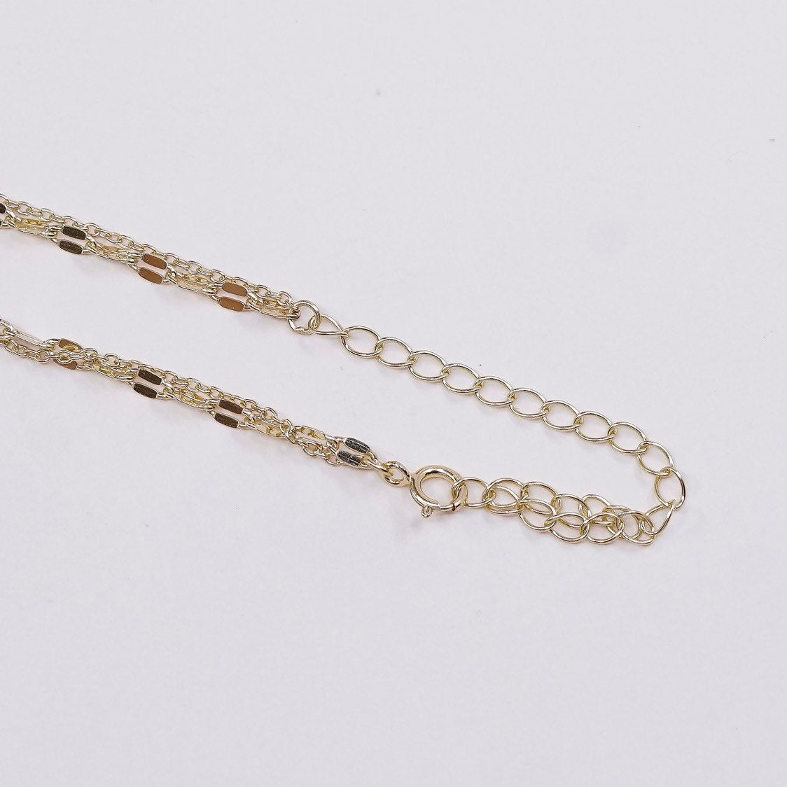 14", vtg Vermeil gold sterling silver 925 flatten chain w/ initial J pendant