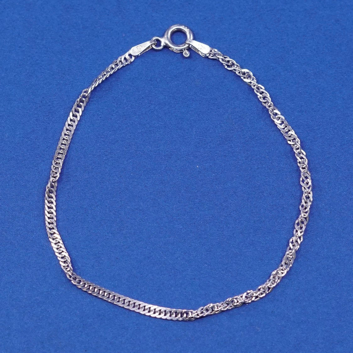 6.75", 2mm, vtg IBB Sterling silver handmade bracelet, 925 twisted curb chain