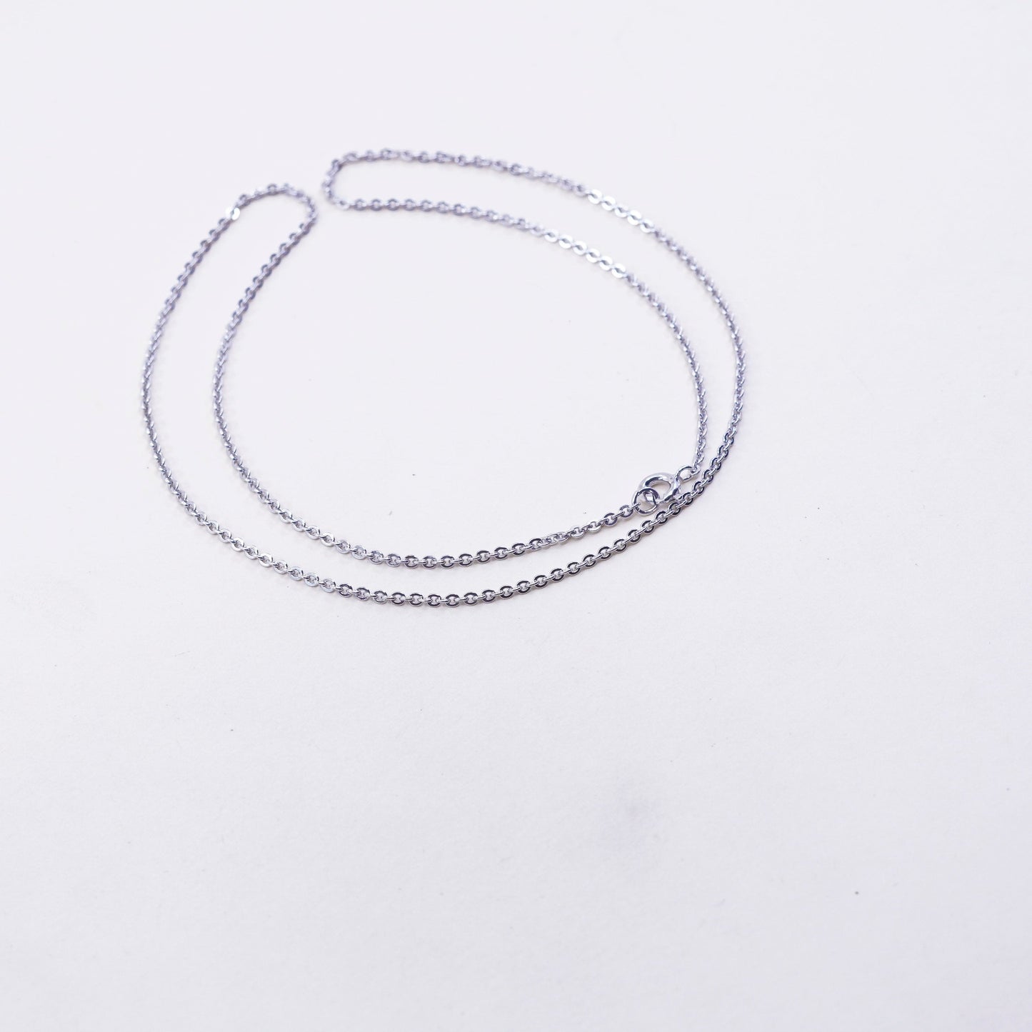 18”, 1.6mm, Vintage sterling silver flatten circle chain, Italy 925 necklace