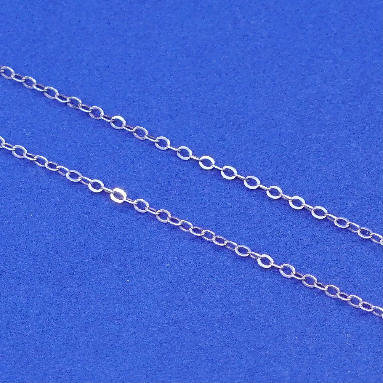 18”, 1mm, vintage Sterling silver handmade necklace, 925 flatten circle chain