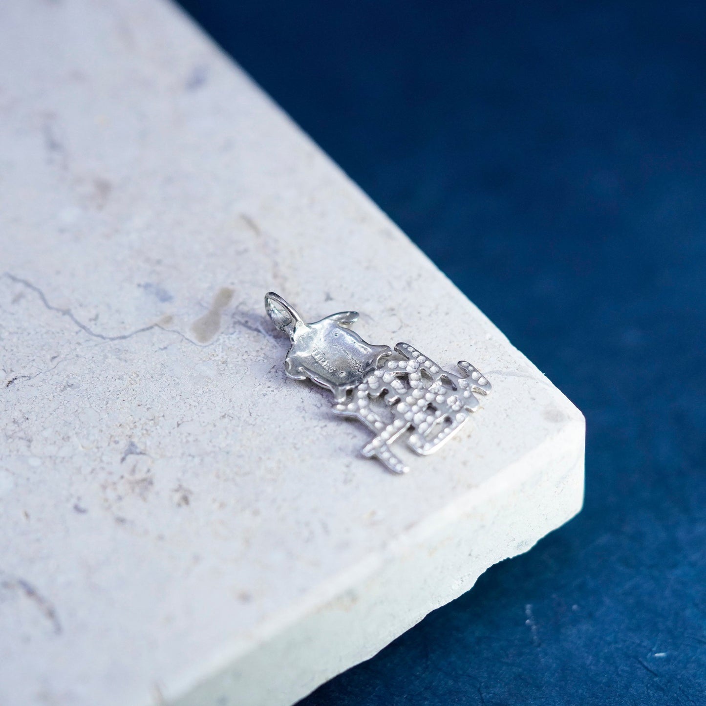 Vintage Sterling silver handmade pendant, 925 sea turtle charm with key west