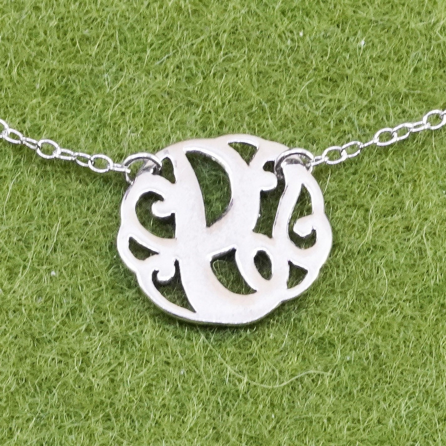 16+2” Sterling 925 silver handmade necklace, circle chain with swirly pendant