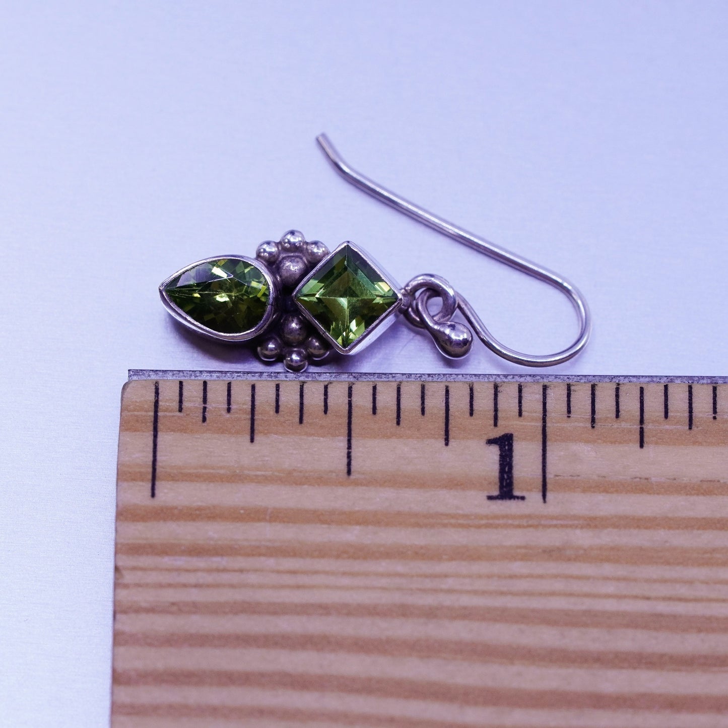 Native American southwestern Sterling 925 silver handmade earrings with peridot