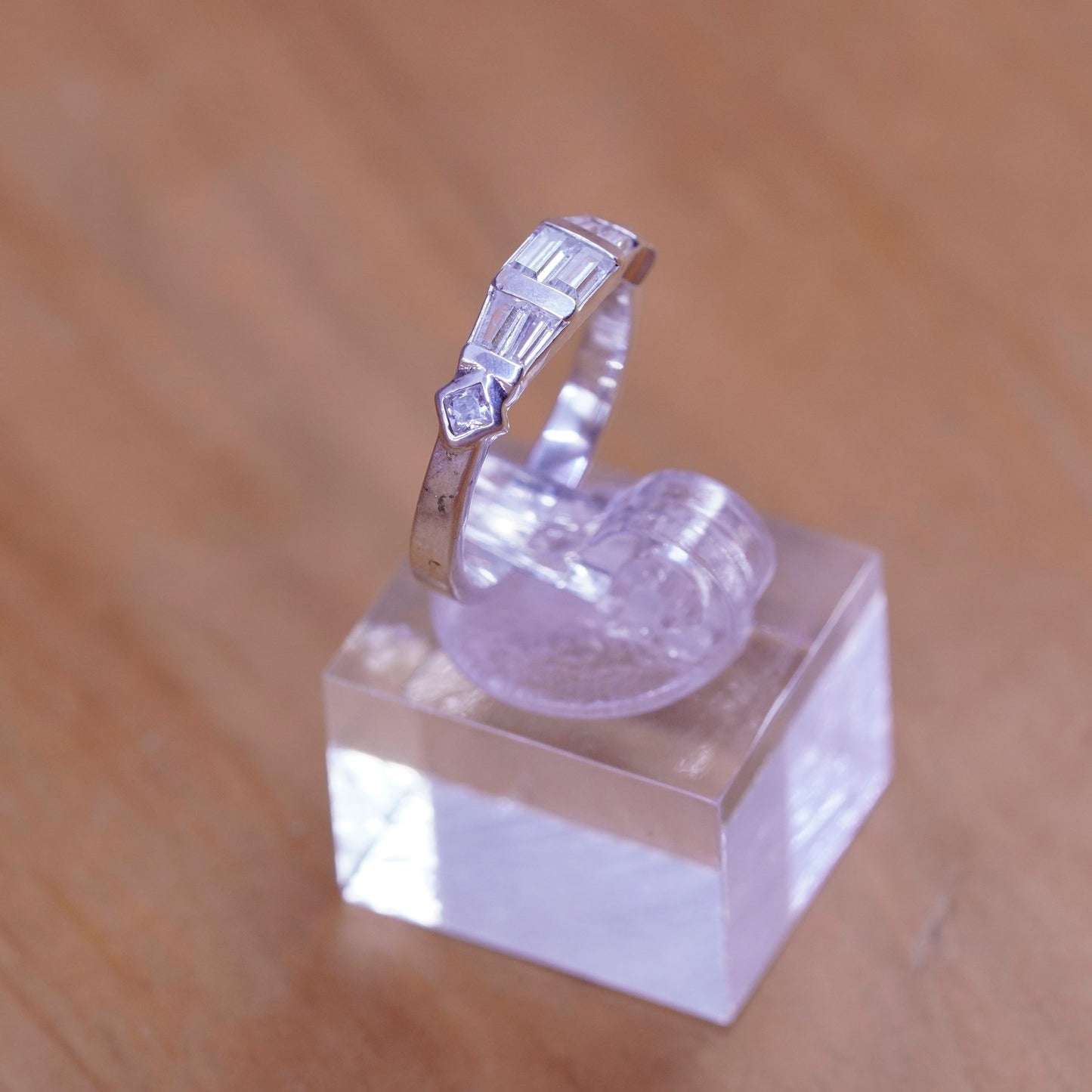 Size 5, vintage Sterling silver ring, 925 band with cz
