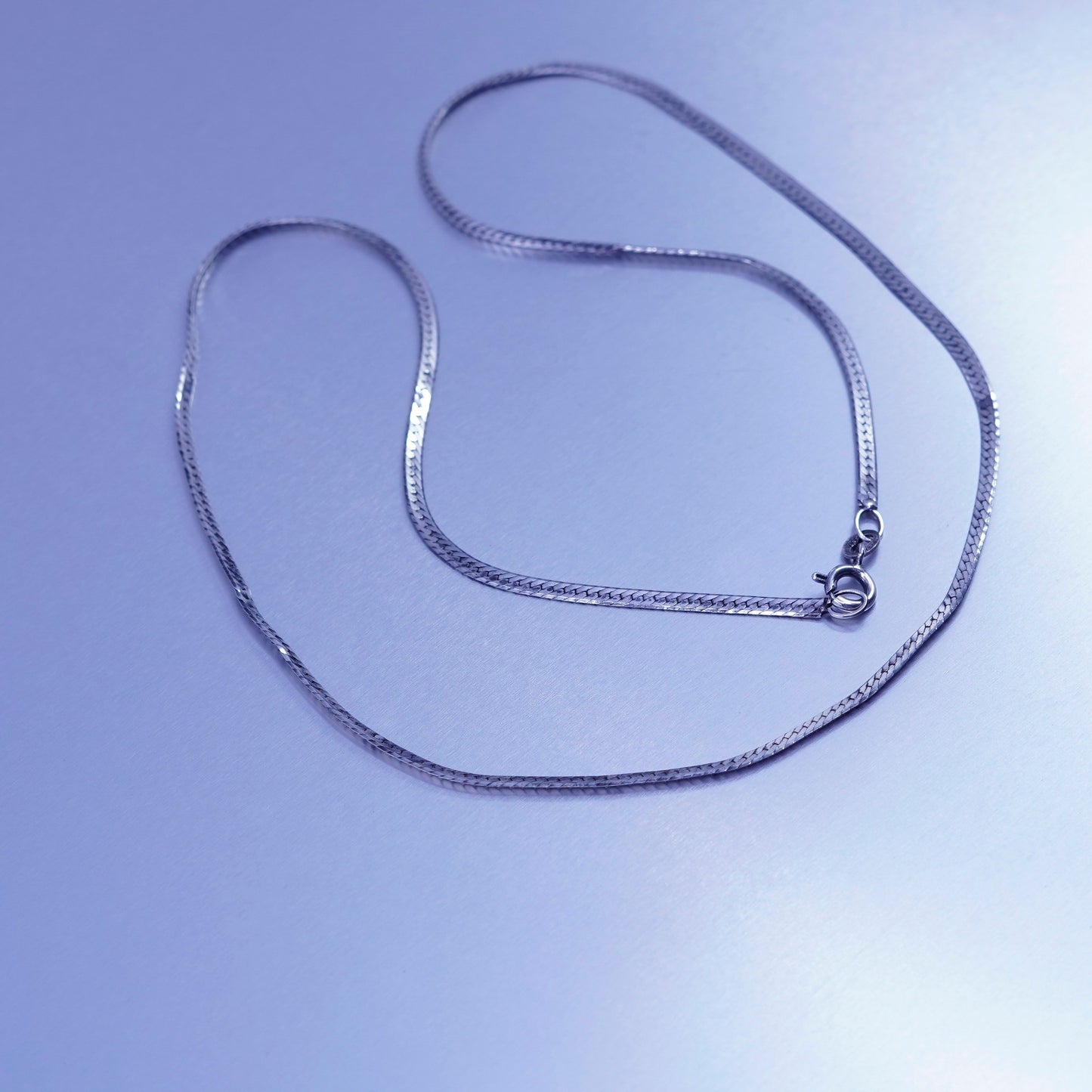 20” 3mm, vintage Italy Sterling 925 silver herringbone chain necklace