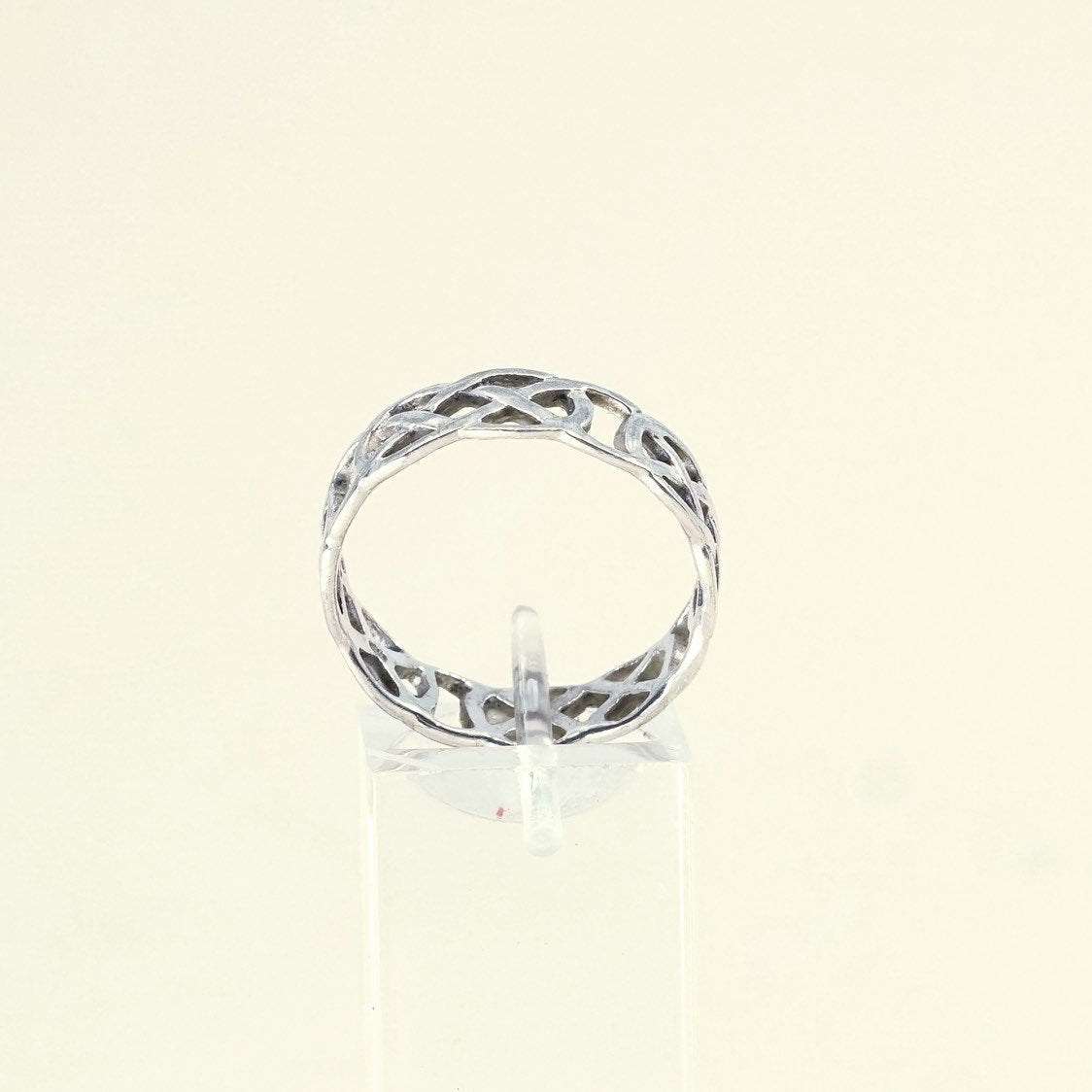 Size 9.75, vtg sterling silver handmade ring, 925 woven band w/ filigree