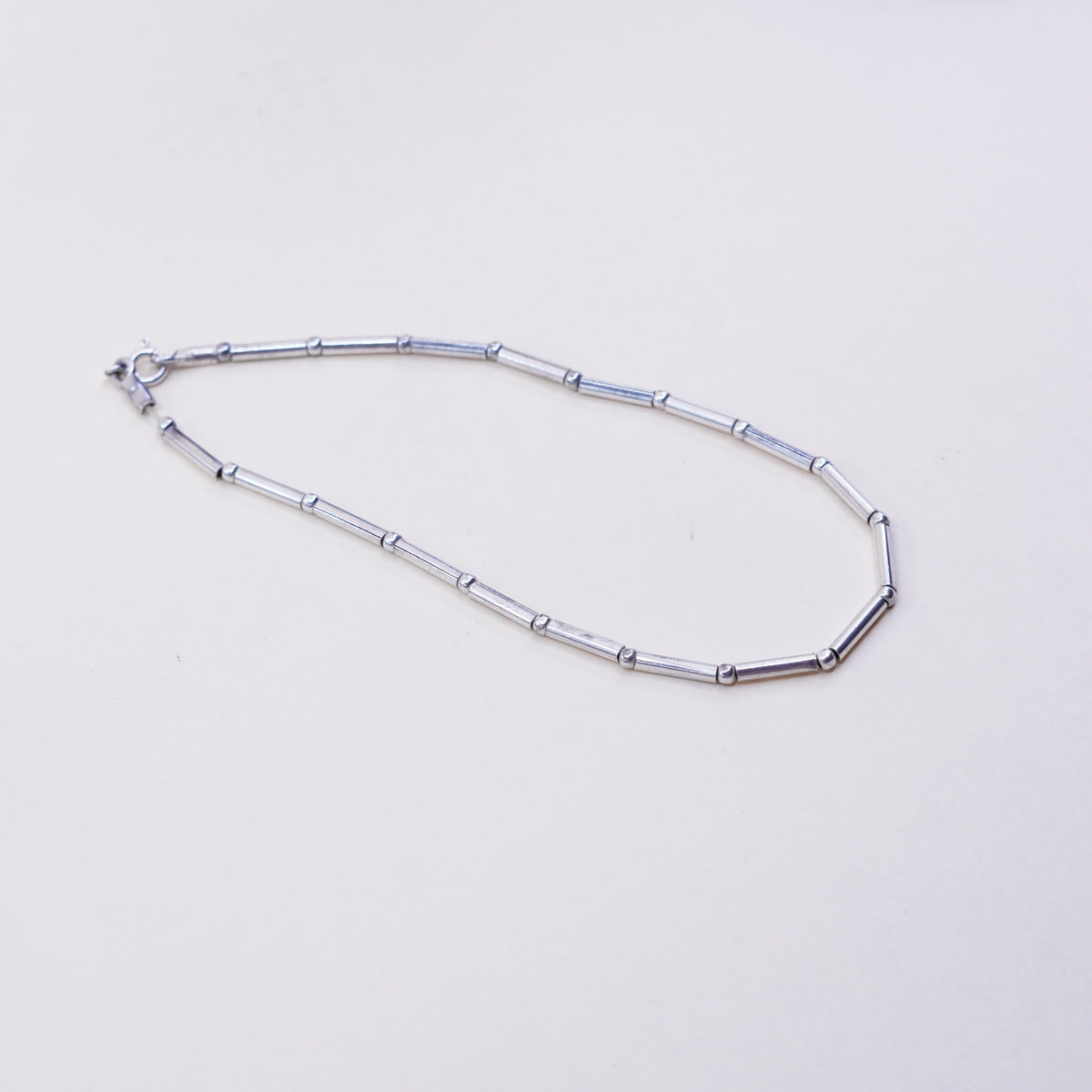 9.75”, Vintage Handmade sterling silver anklet, 925 bar chain