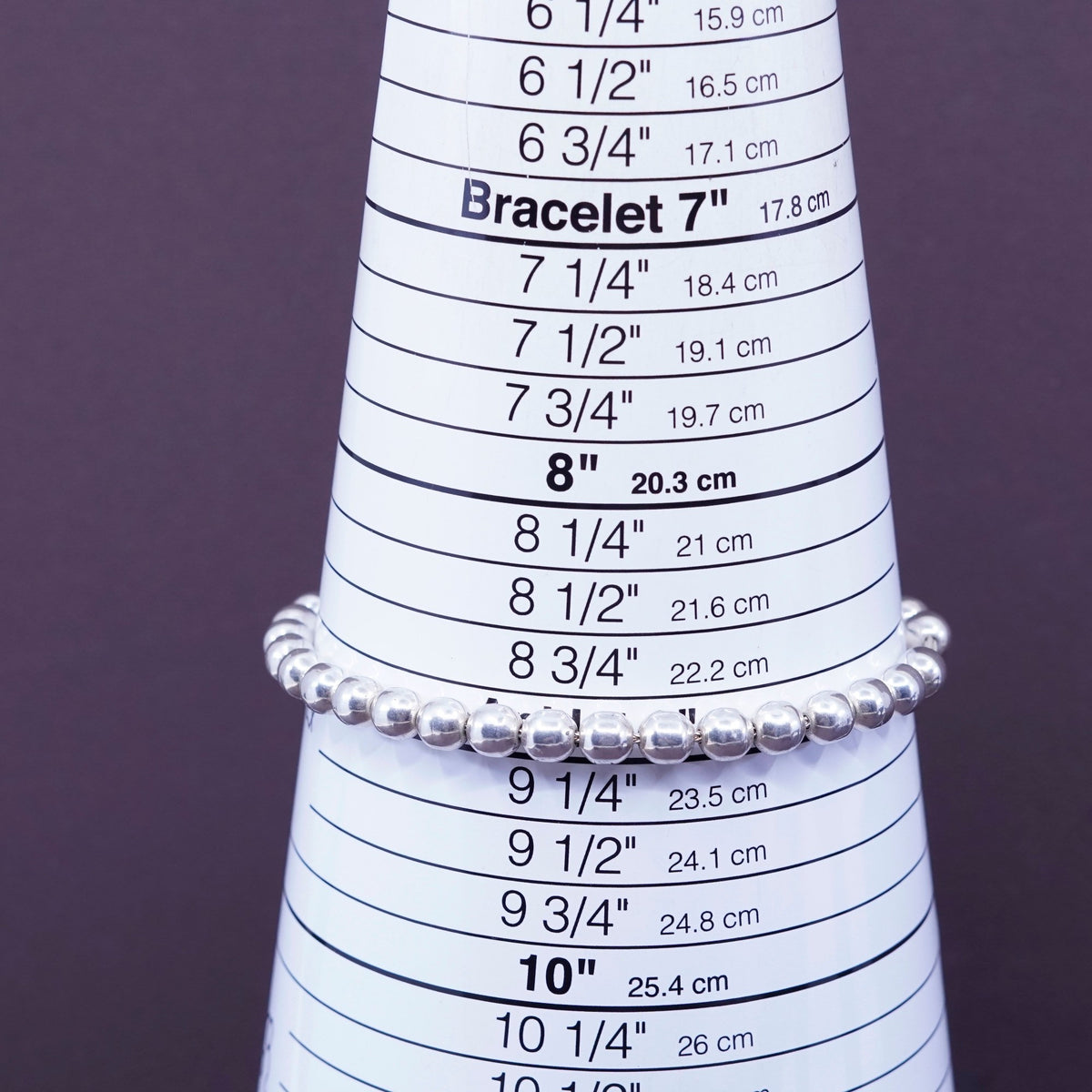 9”, 6mm, Sterling 925 silver handmade beads rosary prayer bracelet w/ fringe