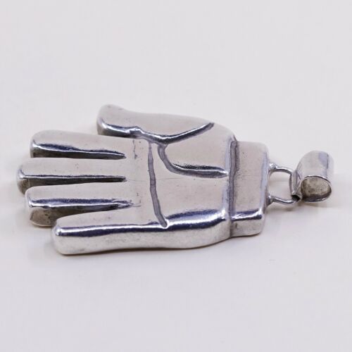 Vintage Handmade Solid Sterling Silver Hand Pendant, Solid 925 Silver Charm