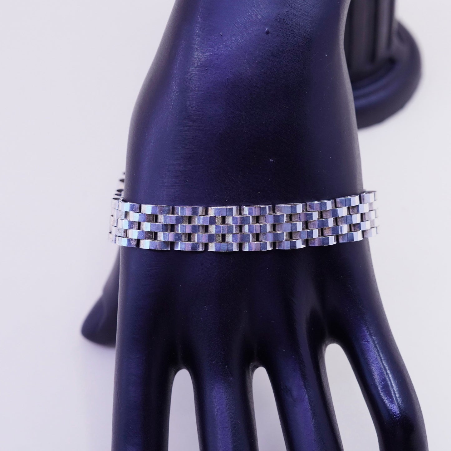 7.5” 10mm, vintage Italy Milor Sterling 925 Silver 925 Mesh chain Bracelet