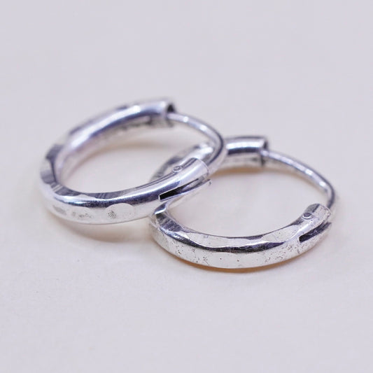 10mm, Vintage sterling silver loop earrings, fashion minimalist, fine 925 hoops