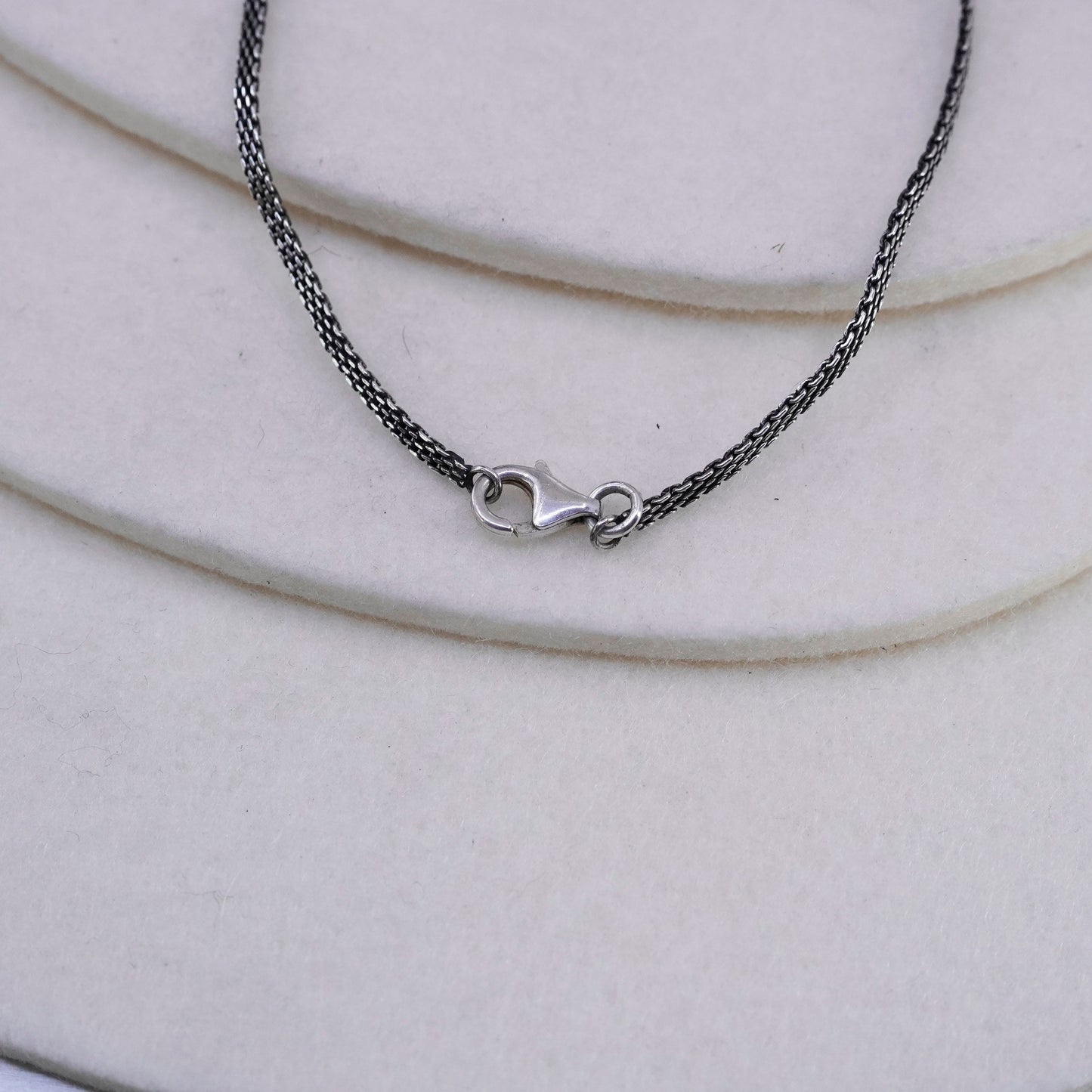 28”, vintage Sterling 925 silver handmade curb chain necklace w/ flower pendant