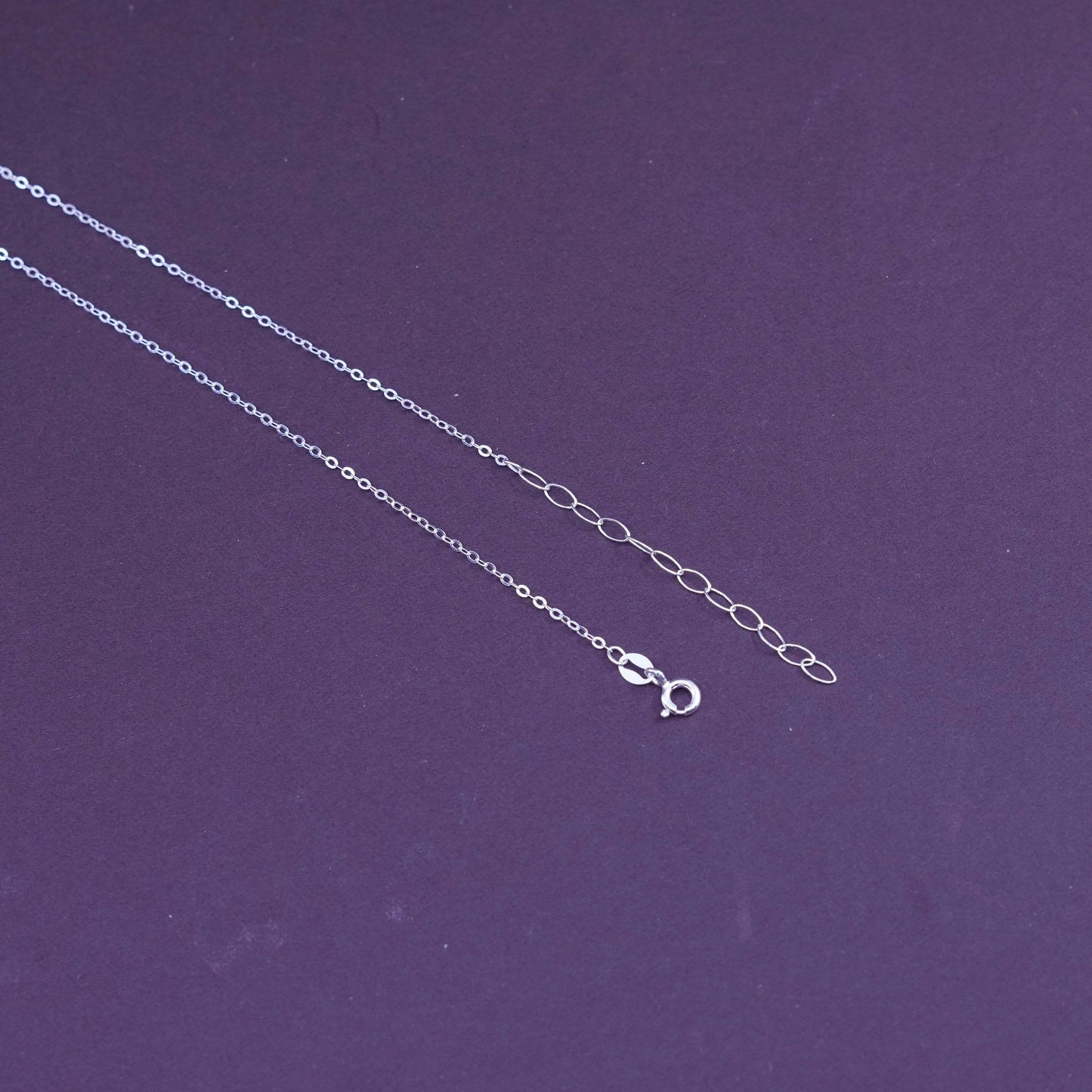 18+2”, 1mm, vintage Sterling silver necklace, 925 flatten circle link chain