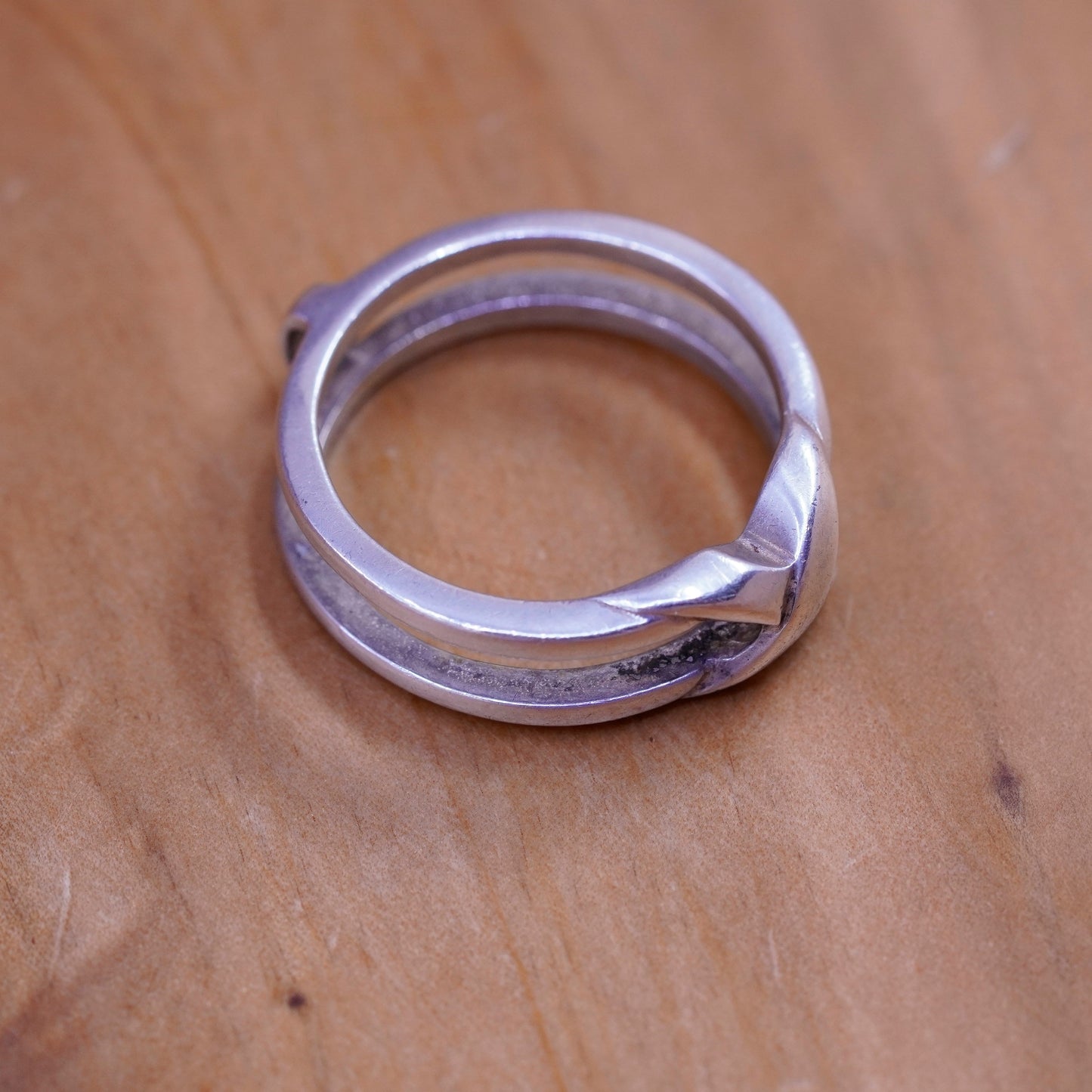 Size 10, vintage Sterling silver prayer ring, 925 double band with cross