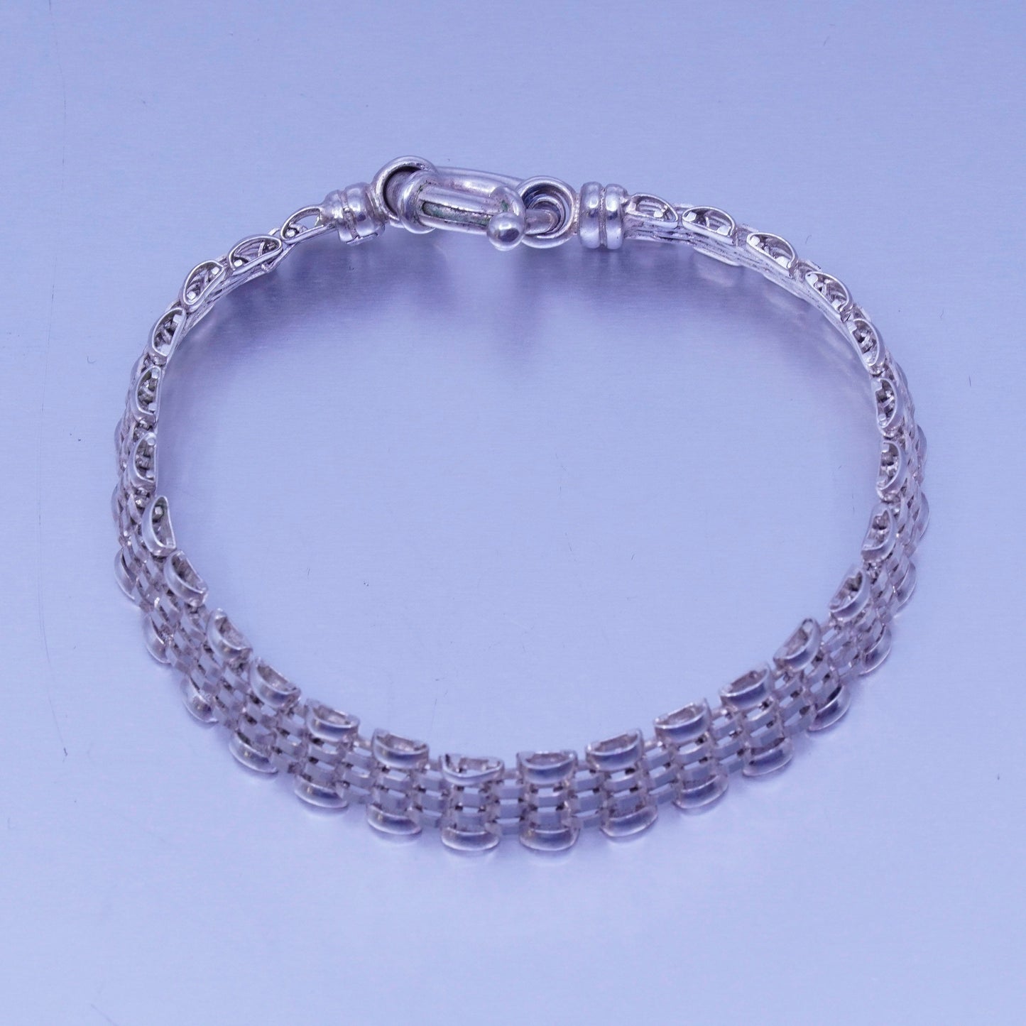 7.75”, 10mm, Italy Milor sterling 925 silver handmade bracelet, mesh chain