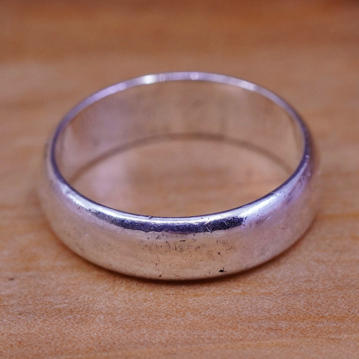 size 7, vintage Sterling silver handmade ring, 925 wedding band