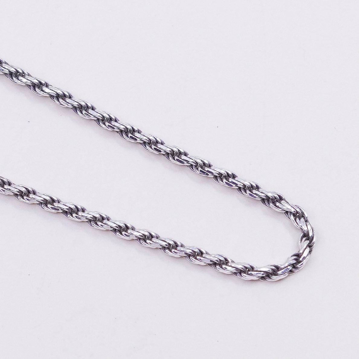 18” 1.6mm, vintage sterling silver necklace, 925 rope chain