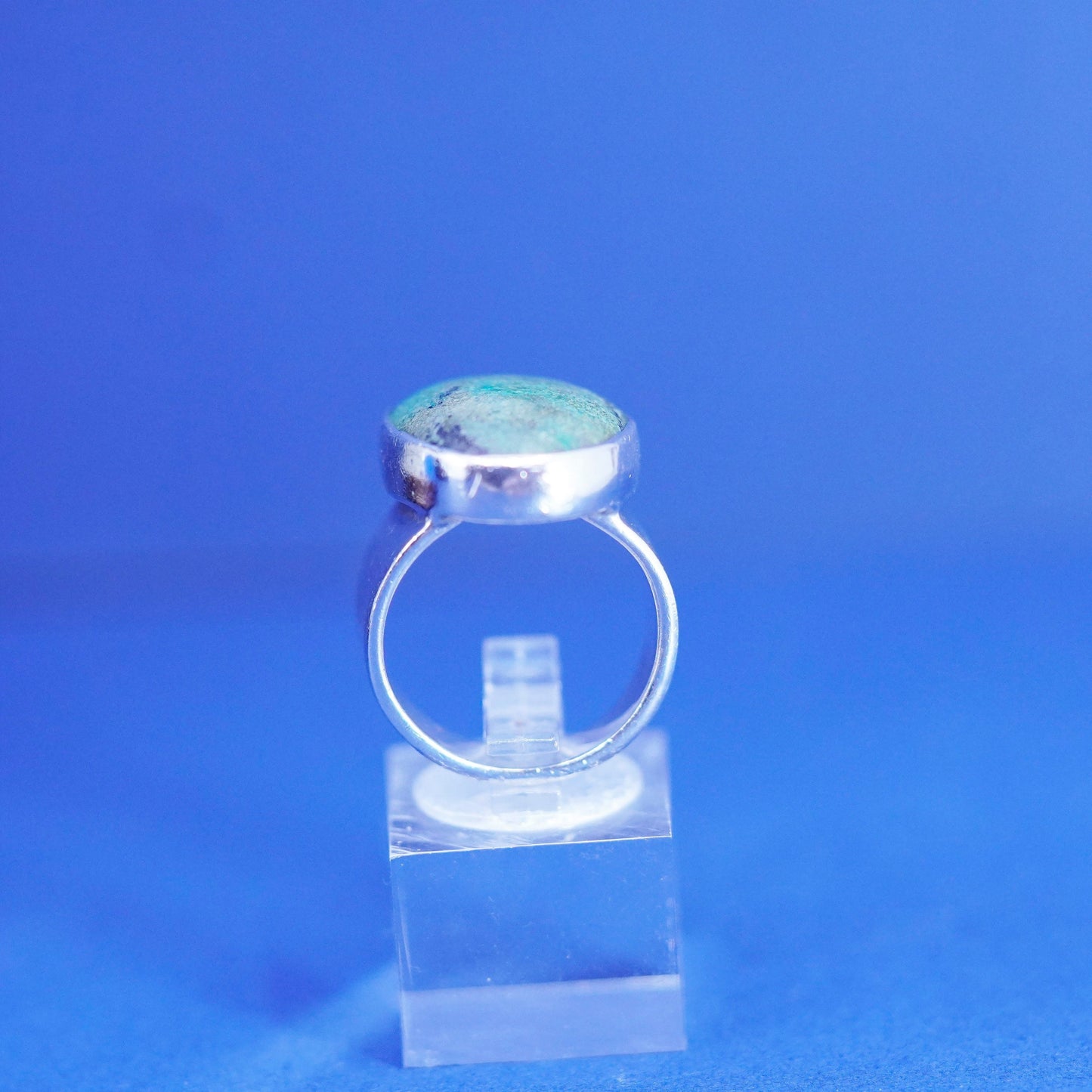 Size 7.5, Native American, southwestern Sterling silver ring Carico turquoise