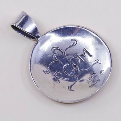 Vtg KIYO Native American Sterling Silver handmade Pendant, 925 Silver Hopi Swirl