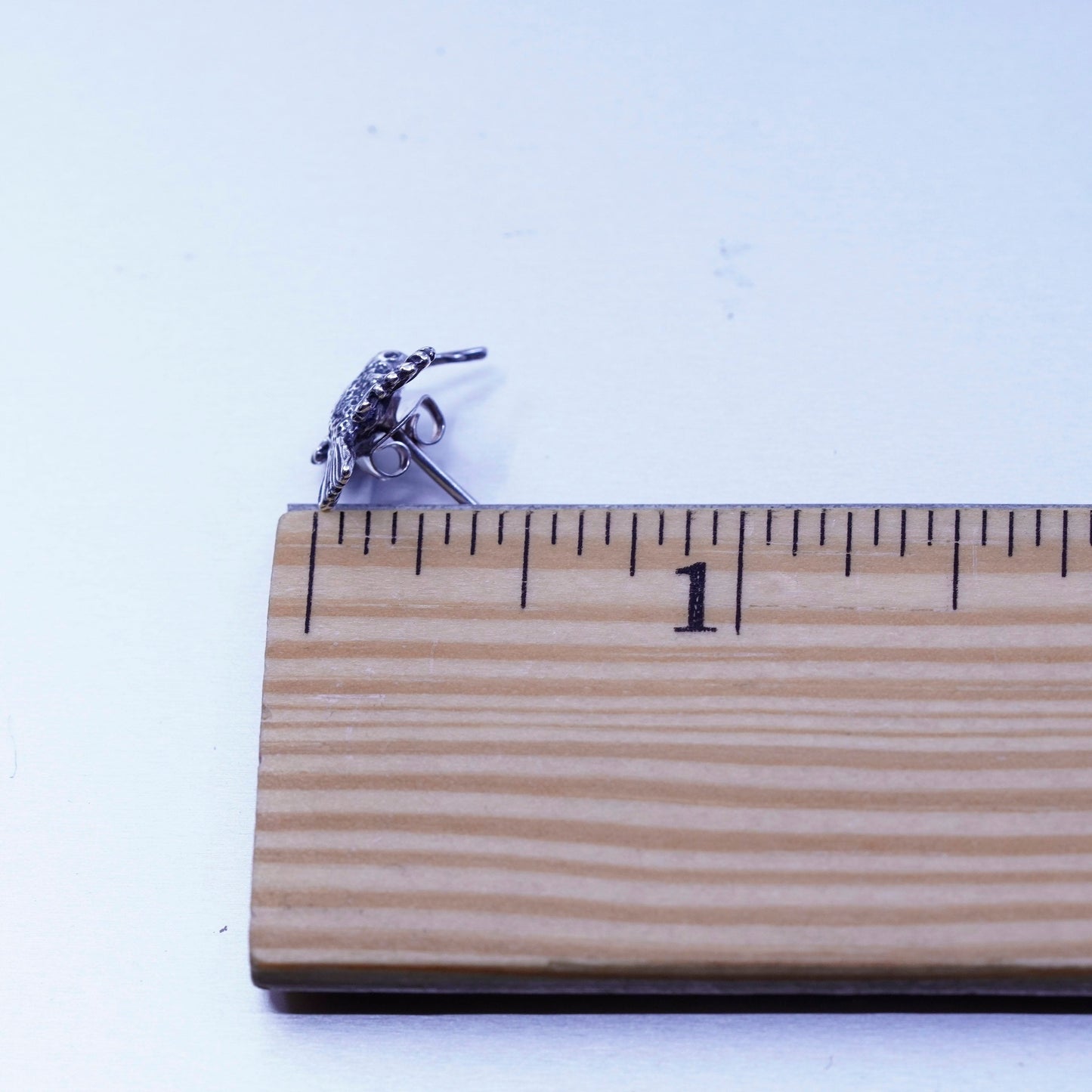 Vintage Sterling silver handmade earrings, 925 hummingbird bird studs