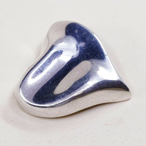 Vintage Sterling Silver Heart Pendant, Modern 925 Silver Charm, Stamped 925