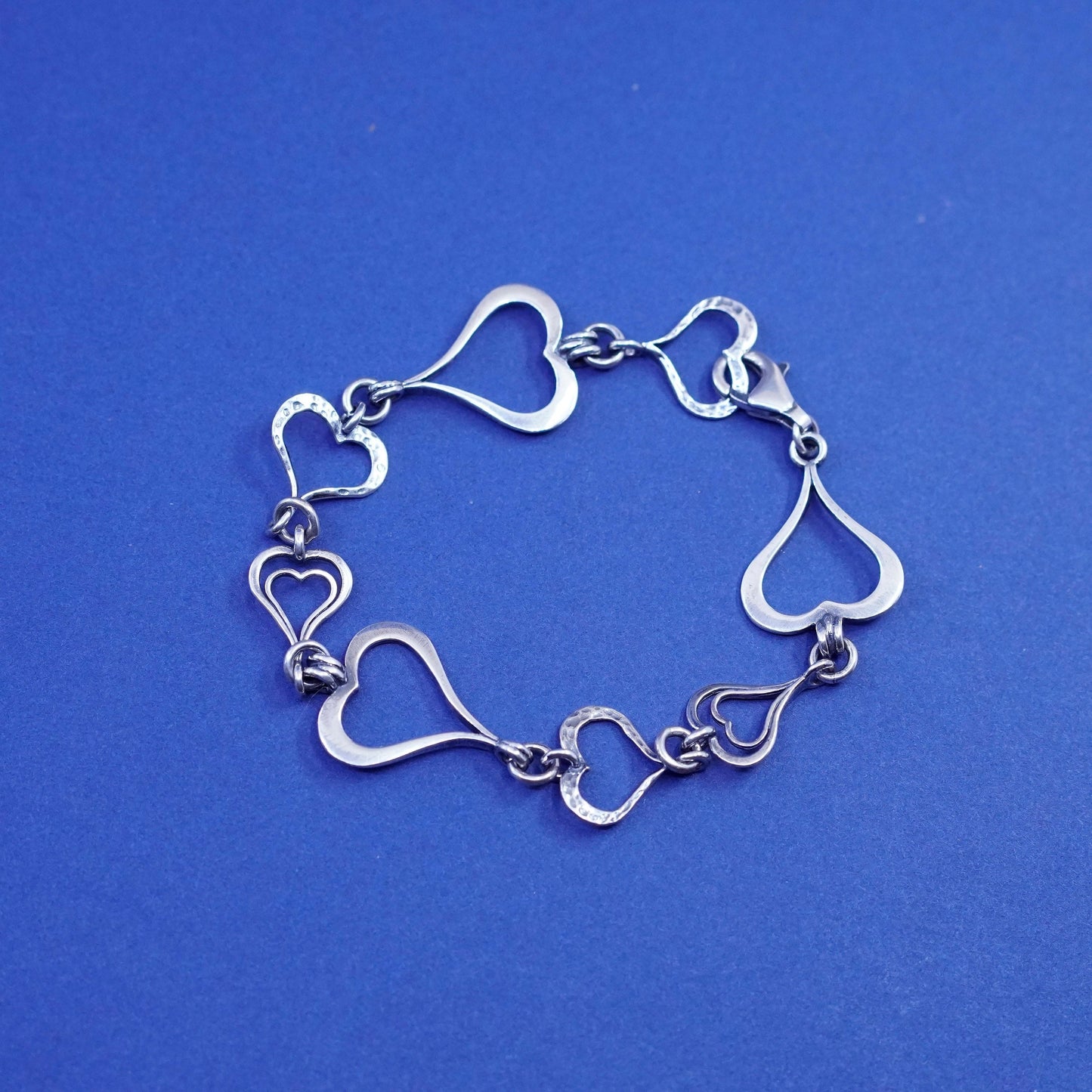 6.75”, SILPADA B1701 Hammered Sterling 925 Silver SPREAD LOVE Heart Bracelet