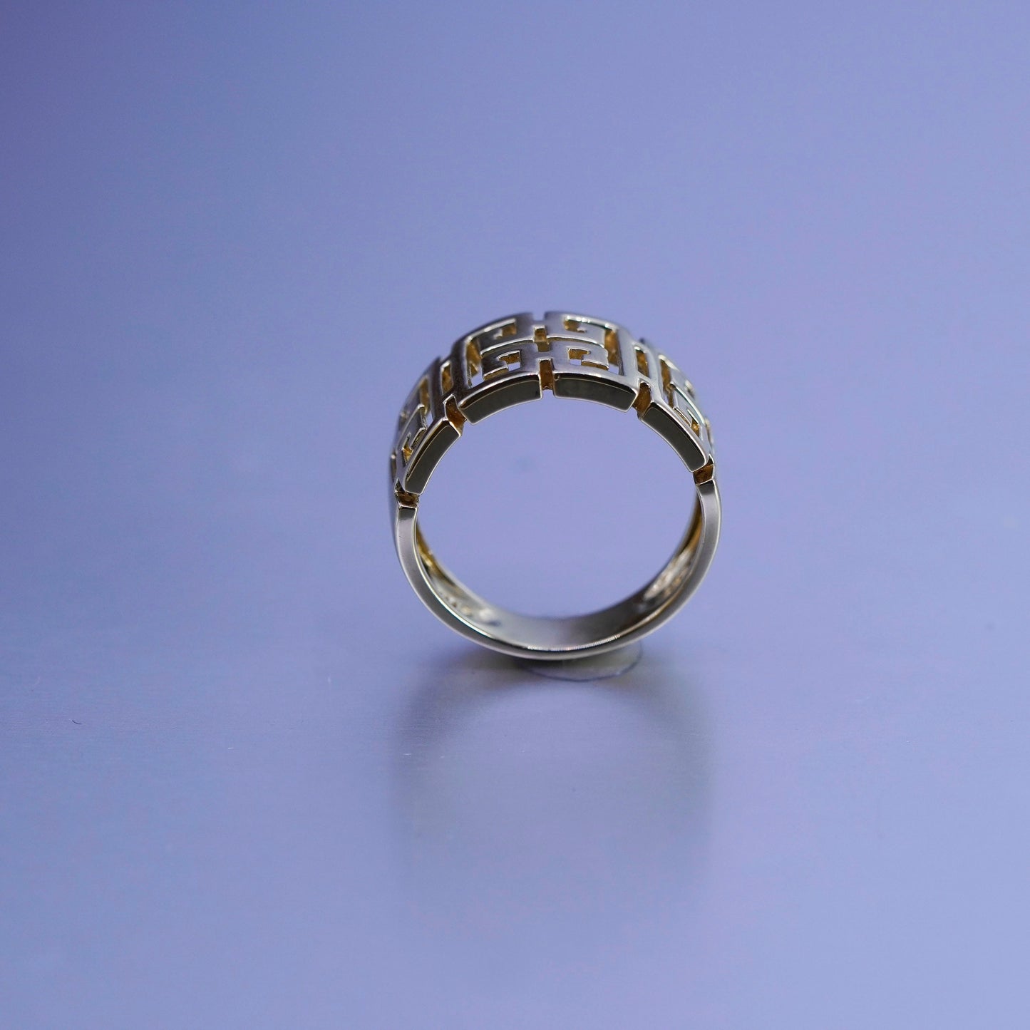 Size 7, vintage vermeil gold filled Sterling 925 silver Greek key ring