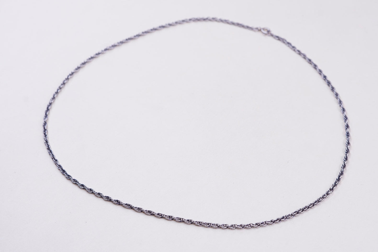 18”, vtg Sterling silver necklace, Italy 925 silver Singapore rope chain