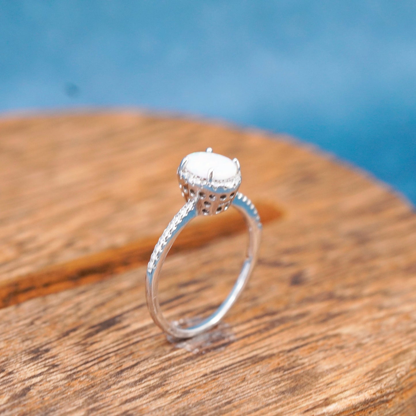 Size 7.25, vintage sterling 925 silver handmade ring with fire opal and cz