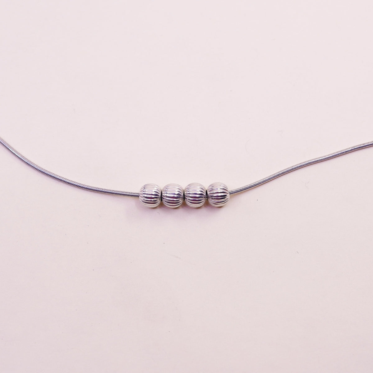 18”, 1mm, Sterling silver necklace, Italy 925 snake chain with bead pendant