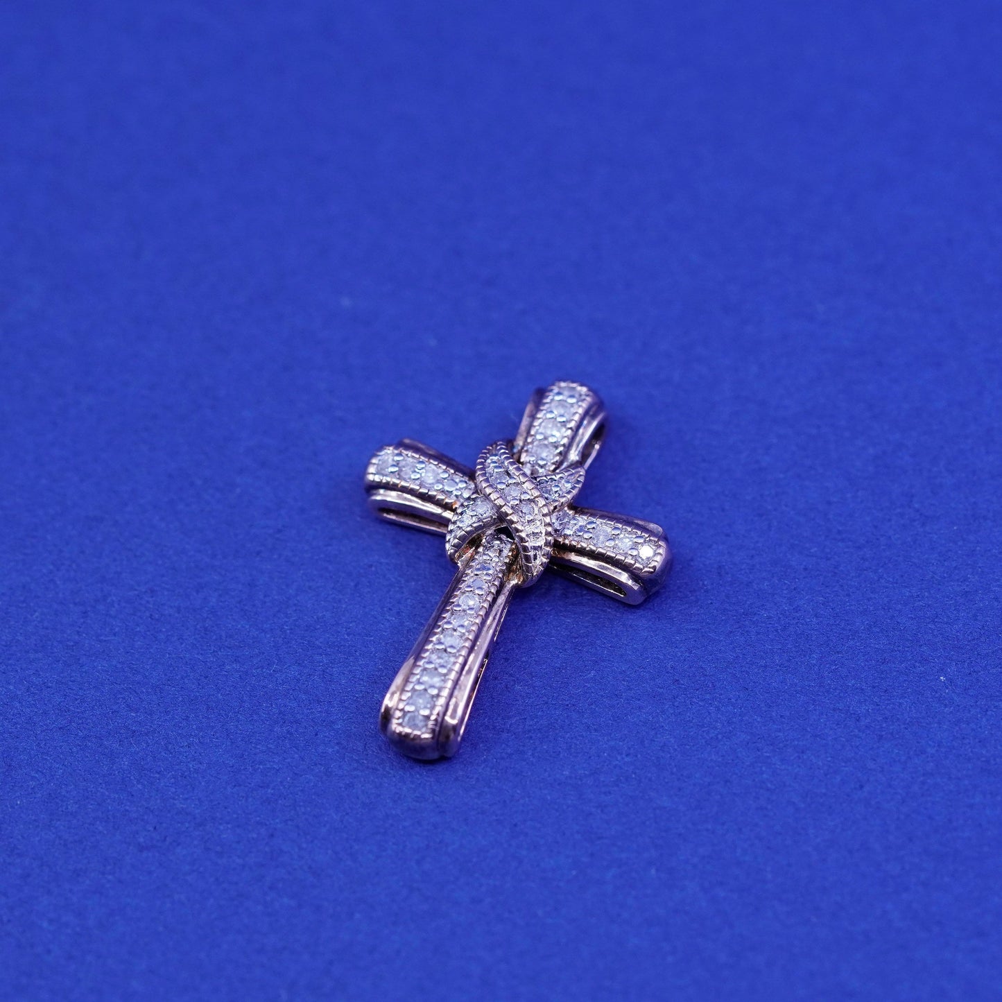 Sun vermeil gold over Sterling silver handmade pedant, 925 cross with diamond