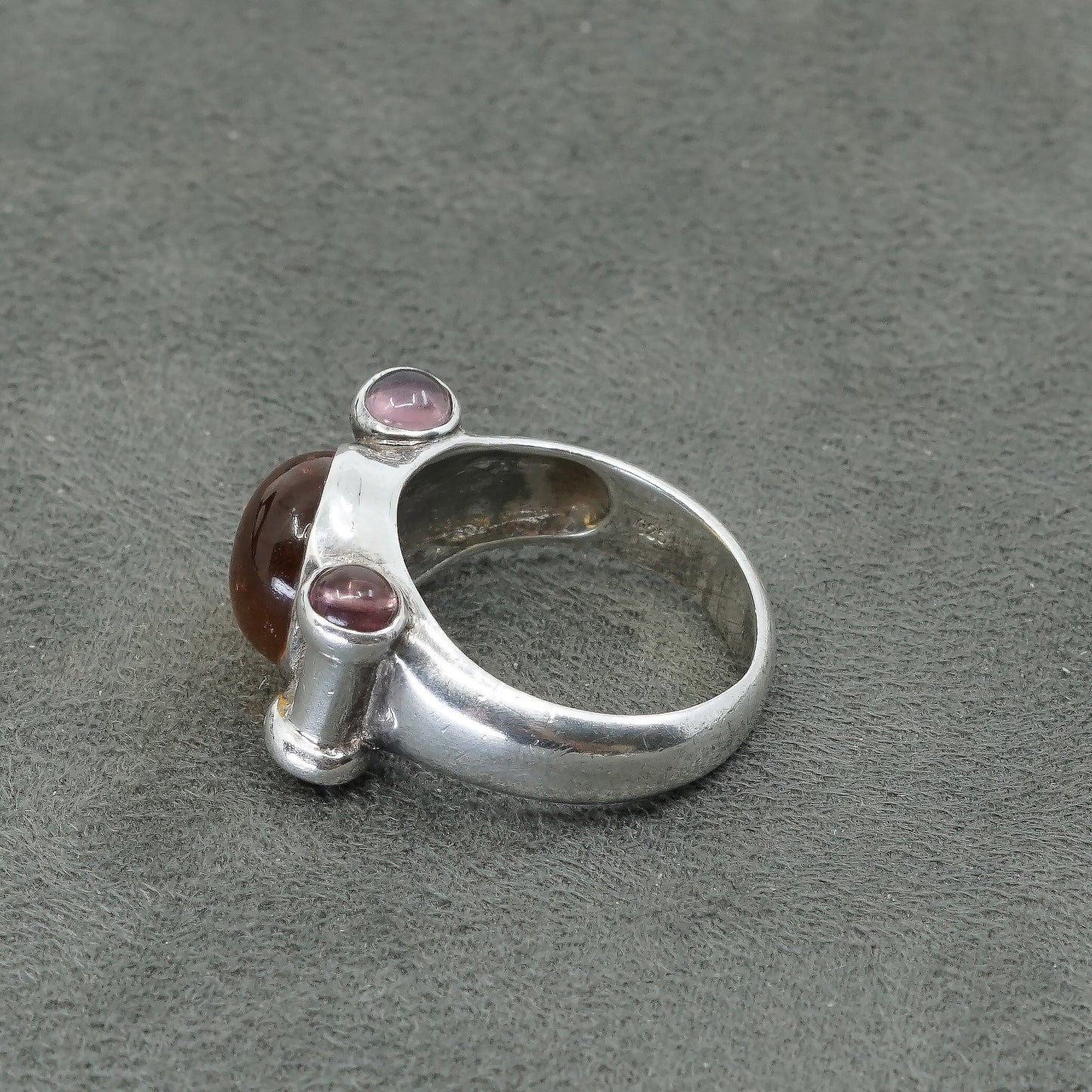 sz 8.5, Sterling silver handmade ring, 925 w/ oval citrine,