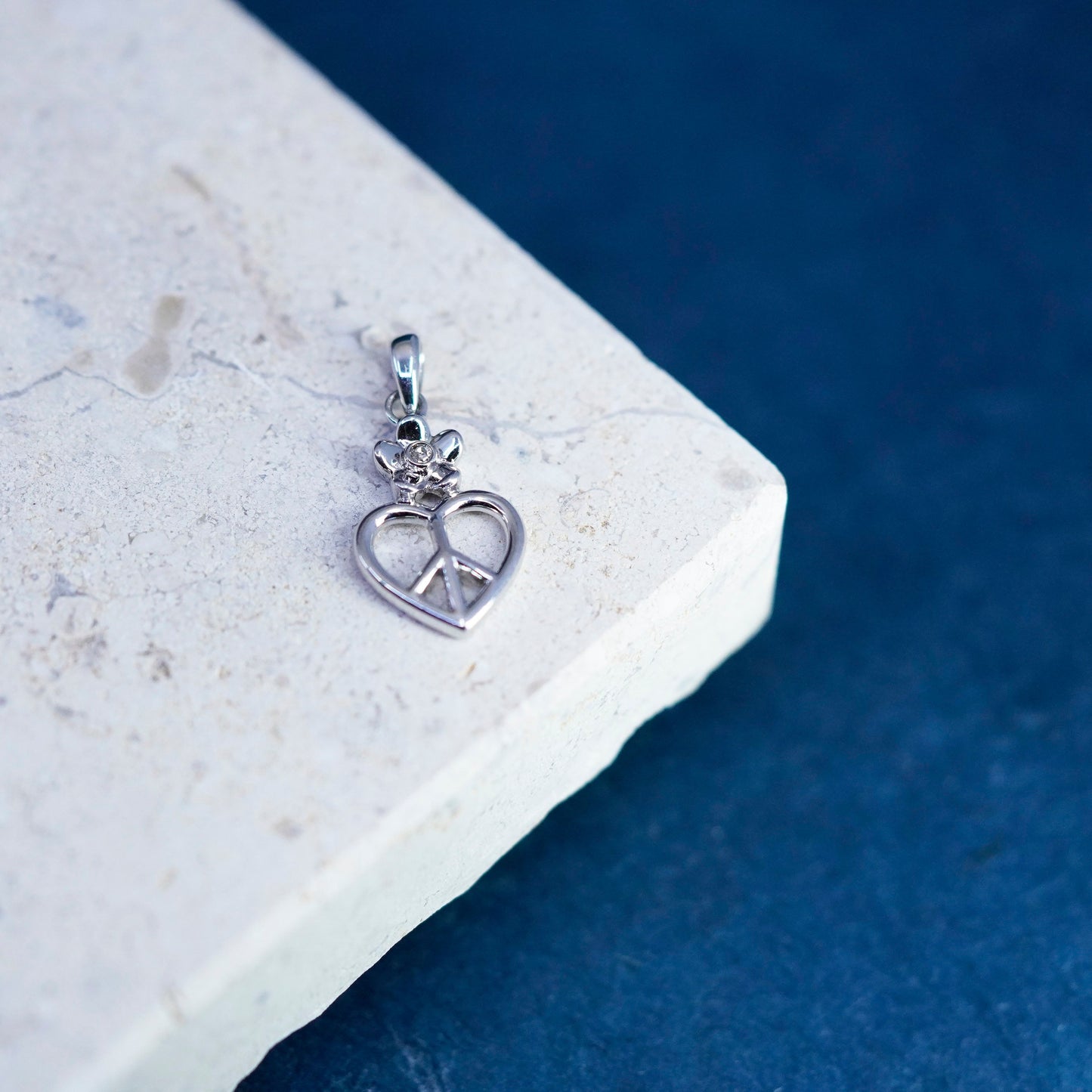Vintage Sterling silver pendant, 925 peace symbol, CND heart symbol