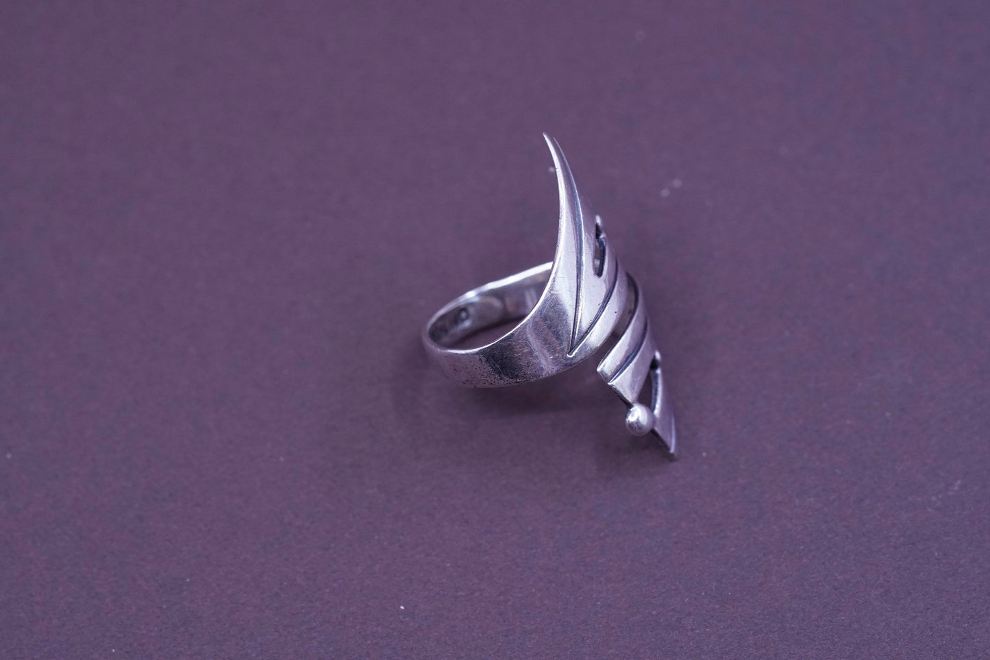 sz 8, mexico Taxco Sterling 925 silver handmade ring, EDP 925 modern wrap band