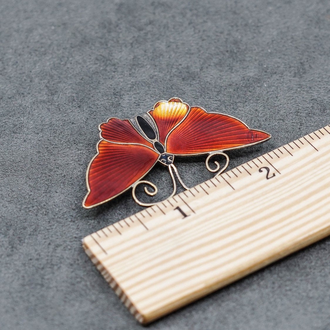 Norway david andersen handmade sterling 925 silver enamel butterfly brooch