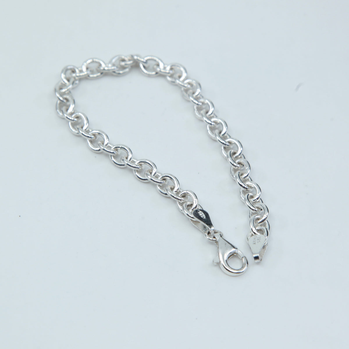 7.5", vtg sterling silver circle charm bracelet, 925 silver, stamped 925 italy