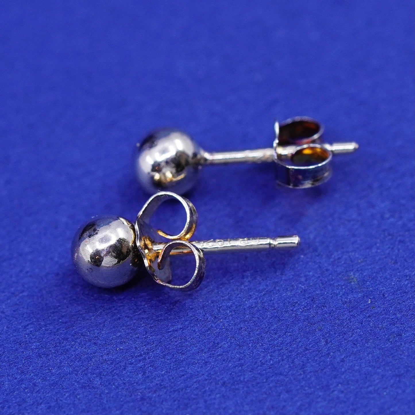 3mm, vintage DBJ vermeil gold over Sterling 925 silver studs earrings