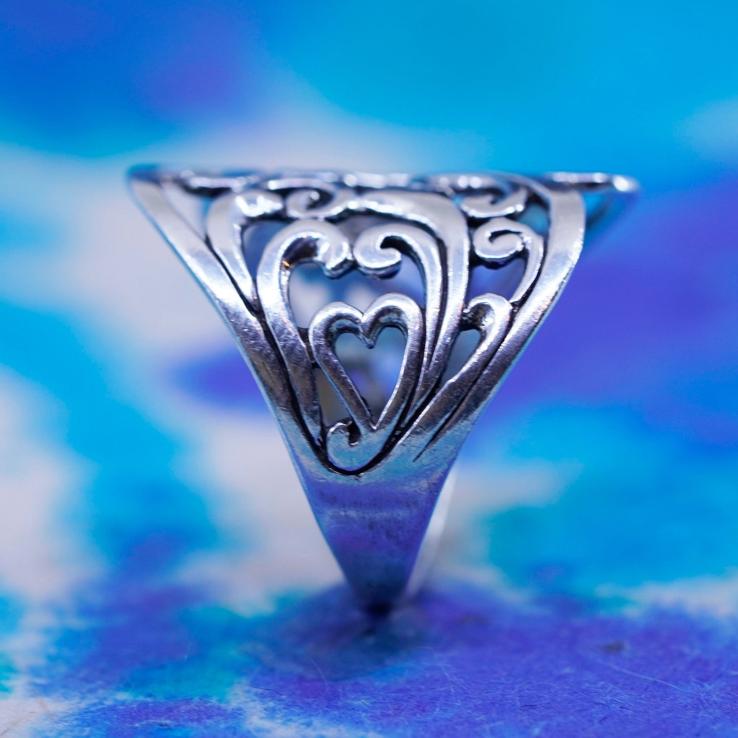 Size 5.75, vintage Sterling silver handmade ring, 925 filigree band